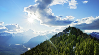 Mountain forest river sunbeam clouds - ada hill walker free wallpaper
