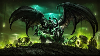Demonic wings horns lightning rocks - a demonic creature free wallpaper
