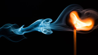 Matchstick burning blue flame smoke - image free wallpaper