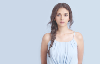 Elina karimova blue dress braid - against a blue background free wallpaper