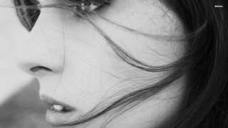 Serious woman long hair flower - facial feature free wallpaper