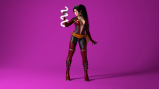 Woman cosplay cigarette purple background - 3 d model free wallpaper