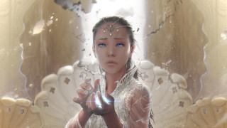 Woman strange headdress crystalball fantasy - a crystal ball free wallpaper