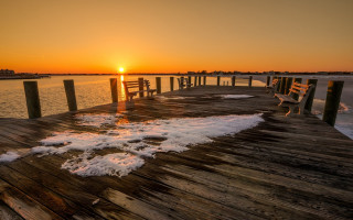 Wooden dock sunset snow water - a wooden dock free wallpaper for desktop