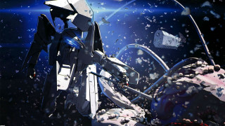 Futuristic space station metal object - a planet in the background free wallpaper