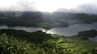 Lake green hills town cloudy - lush green hill and trees free wallpaper