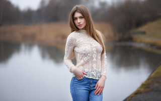 Woman water white shirt jeans - a white shirt and jeans free wallpaper