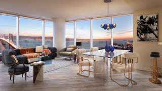 Living room ocean view table - a view of the ocean free wallpaper