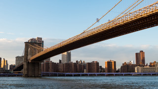 Hudson bridge city mountain skyline - christo free wallpaper