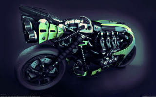 Futuristic motorcycle green engine black - a futuristic motorcycle free wallpaper