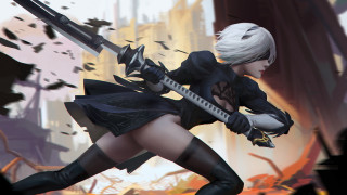 Nier automata sword woman city - nier:automata free wallpaper