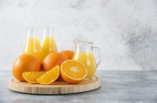 Wooden board oranges pitcher orange - orange juice next free wallpaper
