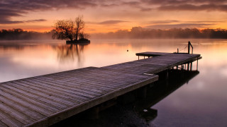Lake dock boat sunset tree - andrew geddes free wallpaper