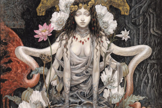 Woman flowers dragon painting art - yukito kishiro free wallpaper