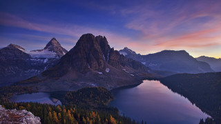 Mountain lake sunset starry sky - a sunset free wallpaper
