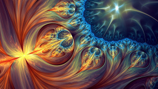 Blue orange swirl star fractals - fractal free wallpaper