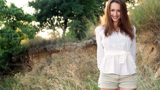 Woman field frisbee smiling trees - a frisbee free wallpaper