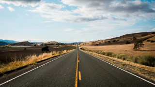 Long road sky field trees - empty free wallpaper for desktop