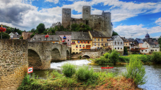 River city bridge castle landscape - a bridge and buildings free wallpaper