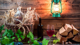 Basket grapes wine bottle lamp - wine free wallpaper