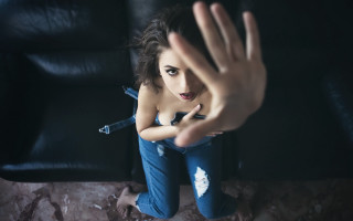 Woman couch black chair art - livia prima free wallpaper