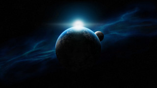 Space planet bright light horizon - a planet free wallpaper