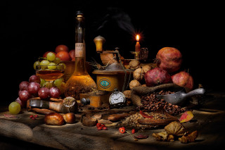 Food candle stilllife apple basket - david teniers iii free wallpaper