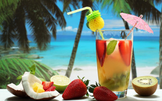 Tropical drink beach view fruit 2 - tropical free wallpaper