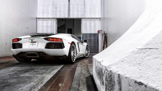 White sports car narrow alley - a ramp free wallpaper