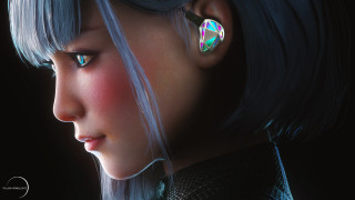 Closeup person earring blueeye unreal5 - a blue eye free wallpaper