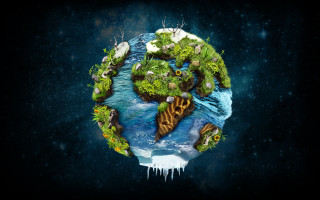 Small planet trees animals water - the middle free wallpaper