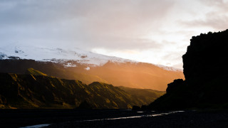 Mountain snow top stream sky - a snow free wallpaper for desktop