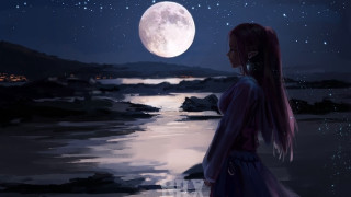 Beach moon stars water fantasy - moon free wallpaper
