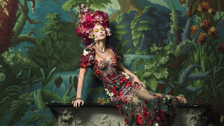 Flower woman rococo fashion gardening - david lachapelle free wallpaper for desktop