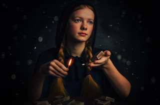 Woman candle magic realist galaxy - front of her free wallpaper for desktop