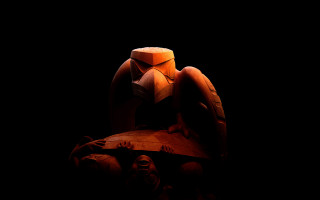 Bird statue wooden bench dark - an art deco sculpture free wallpaper