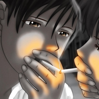 Man woman smoking cigarettes dark - light free wallpaper for tablet