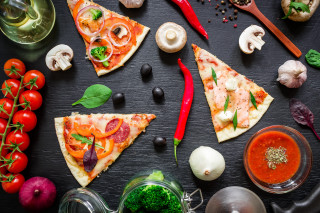 Pizza vegetables sauces pepperoni stilllife - coppo di marcovaldo free wallpaper for desktop