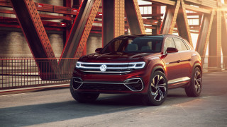 Red volkswagen suv bridge city - path free wallpaper