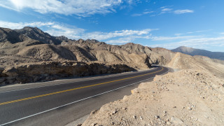 Desert road mountain blue sky 2 - free motorcycles wallpaper