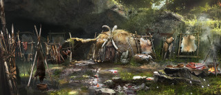 Shack forest clothes line person - clothes free wallpaper