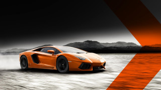 Orange sports car mountains road 2 - a orange sports car free wallpaper