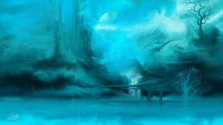 Forest waterfall moonlight fantasy bubble - anato finnstark free wallpaper