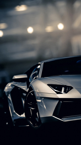 White sports car night street 2 - a white sports car free wallpaper for mobile