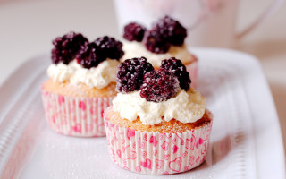 Cupcake berries coffee blurry pastel - a plate free wallpaper