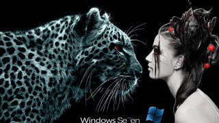 Woman cat leopard red eyes - free minimalism wallpaper