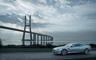 Silver car bridge water cloudy - a silver car free wallpaper