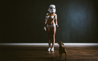 Woman dog bathing suit dark - bathing free wallpaper