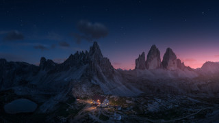 Mountain village night starry sky - star above free wallpaper