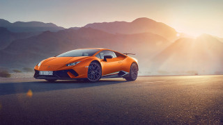 Bright orange sports car mountains 3 - the mountain free wallpaper